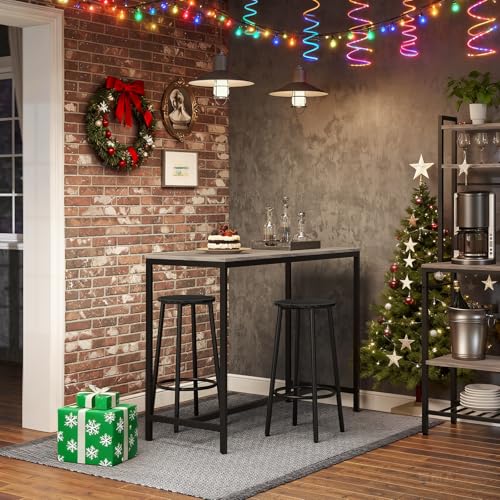 Image of HOOBRO Bar Stools, Set of 2 Bar Chairs, Kitchen Round Height Stools with Footrest, Breakfast Bar Stools, Sturdy Steel Frame, for Dining Room, Kitchen, Party, Easy Assembly, Black BK03BY01N1
