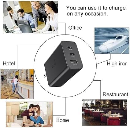 Image of Original 65W Fast 3-in-1 Trio Port Charging Adapter for Sam-Sung | S24 Ultra / S24 / S24 Plus / S23 Ultra / S23 (Only Adapter) (DEC74)