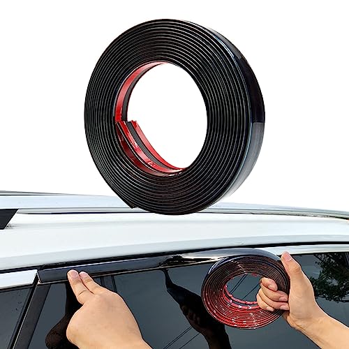 NGHEY Pack-1 Car Chrome Trim Molding 0.78 x 16.4Ft Body Window Seal Rubbing Strip Bumper Anti-Collision Strip Universal for Auto DIY Shiny Self-Adhesive Strip (Bright Black)