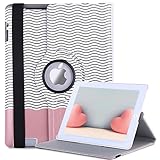 iPad 4 Case,iPad 2 Case,iPad 3 Case, BENTOBEN Apple Pencil Holder 360 Rotating Magnetic Smart Cover Auto Sleep and Wake Up Premium Synthetic Leather with Kickstand [Patented Pattern],Rose Gold