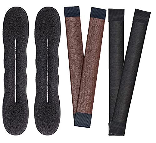 4 Pack Magic Hair Buns Shaper Maker Set Strong Flexible Reusable Bun Twister & Hair Bun Maker French Twist Hair Fold Wrap Snap For Updo¡¯s, Ballet Buns, French Twist, Waves & more!