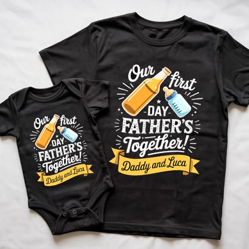 Personalized Our First Father's Day Together Match ing Design Shirts and Onesie 64