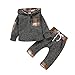 Produktbild T TALENTBABY Kleinkind Kleinkind Jungen Langarm Hoodie Sweatshirt + Hosen Spleißen Plaid Hoodie Tasche 2 Stücke Outfits Kleidung Sets, Grau Khaki, 3-6 Monate