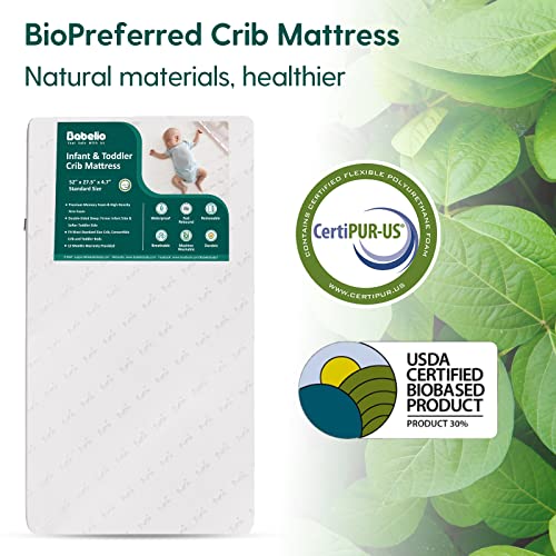 Babelio Biobased Breathable Crib Mattress, Usda Biopreferred Toddler Mattress Memory Foam, Waterproof Dual-Sided Baby Mattresses For Crib And Toddler Bed, Removable And Machine Washable Mattress Cover #TOP1