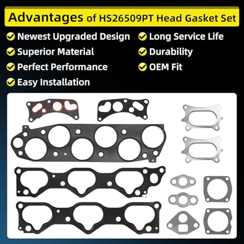 Image of HS26509PT 3.5 Cylinder Head Gasket Set for Honda Accord Odyssey 2008-2017 Pilot Ridgeline 2009-2014 Crosstour 2012-2015, for Acura RDX TL TSX 2010-2013 3.5L V6 SOHC Engine Head Gasket Kit