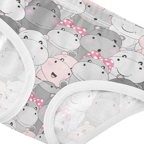 Little Girls' Soft Cotton Underwear Kids Breathable Comfort Cartoon Hippo Panties Briefs Toddler Undies4