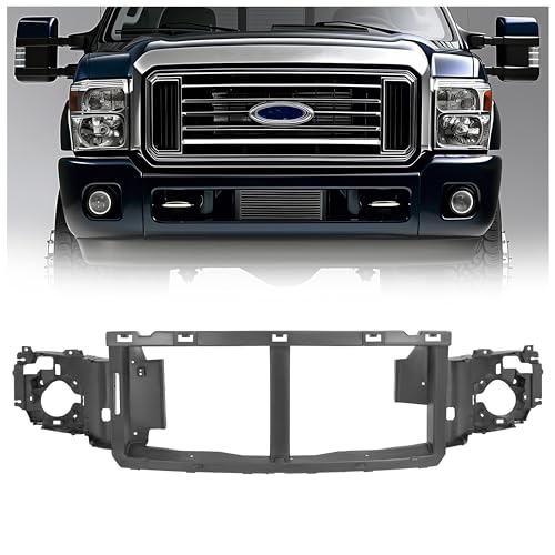 KUAFU Front Header Panel Compatible with 2005-2007 Ford F250 F350 F450 F550 Super Duty Excursion Replacement for FO1221135, FO1220240, 6C3Z8A284A Headlight Headlamp Mounting PP Plastic Black 3Pcs