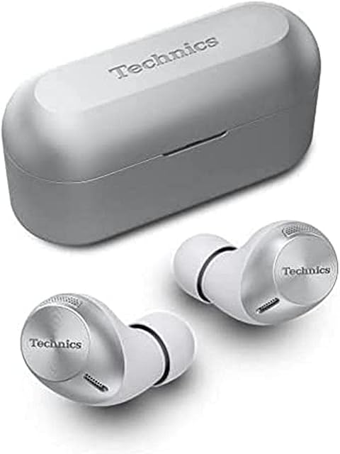 Technics EAH-AZ40E-S Wireless Earbuds with Multipoint Bluetooth, Comfortable In-Ear Earphones, Headphones with Built-in Microphone, Customisable Fit, Up to 7.5 Hours Playtime, Silver
