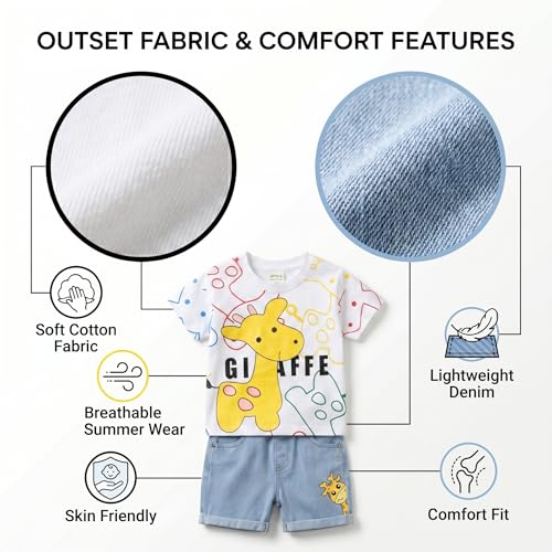 Image of Krishn Creations Kids Clothes for Boys | Cotton Printed Half Sleeve T-shirt and Shorts Baby Boy Dress | Casual Wear Kids Clothes