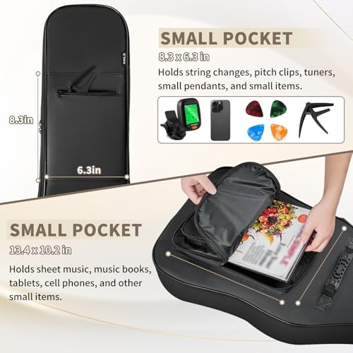 Image of ANILD Acoustic Guitar Bag Guitar Case 40 41 42 Gig Bag | 0.35 In Thick Padding Water Resistant Dual Adjustable Shoulder Strap Back Hanger Loop with Anti-theft Pocket, Black