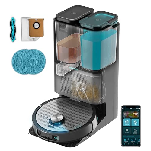 Cecotec Robot Aspirador y Friegasuelos con Base Autovaciado y App Conga 20090 ProAI InfinitySoap Cut&SPA Essential. 8000Pa, Tecnolog&iacute;a L&aacute;ser, Detecci&oacute;n de Objetos, Tecnolog&iacute;a Hair Cutting
