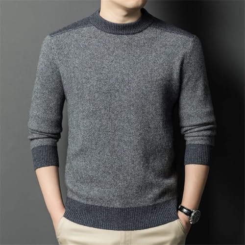 Men Winter Thick Slim Fit Knit Pullovers Mock Neck Smart Casual Knitted Sweater3