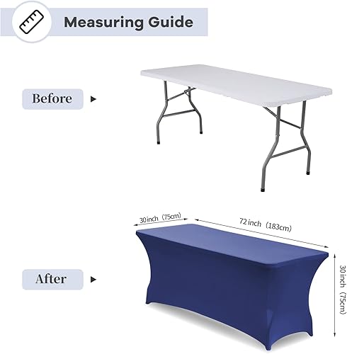 Miniatura 4 de KSK Manteles ajustables color azul rey de 6 pies para mesas rectangulares, protector de mesa de elastano elástico para banquetes, camas de masaje,