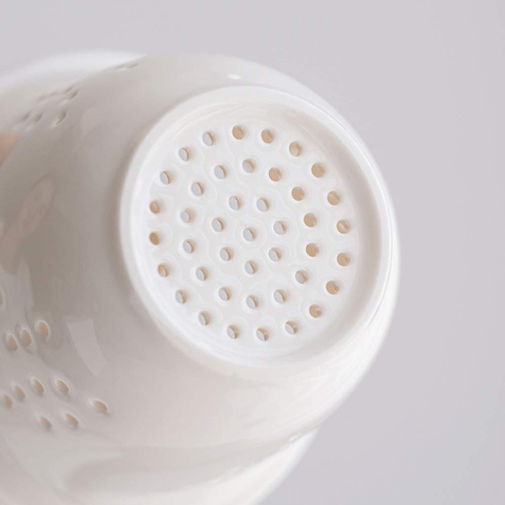 Kaffee-Becher Keramikbecher Große Kapazität Wiederverwendbare Kapazität Becher mit Griff mit Löffel-förmigen Deckel Kreative Kaffeetasse Büro Teetasse 400ml (Color : White)