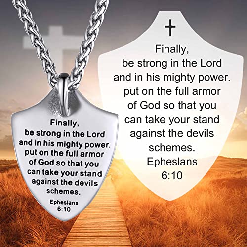 Supcare Shield Armor Of God Necklace Cross Faith Shield Pendant Amulet For Man Stainless Steel Confirmation Gifts #TOP4
