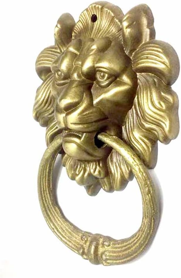 Vintage Brass Casting Lion Door Knocker Villa Courtyard Gate Handle Pulls Knob Decoration