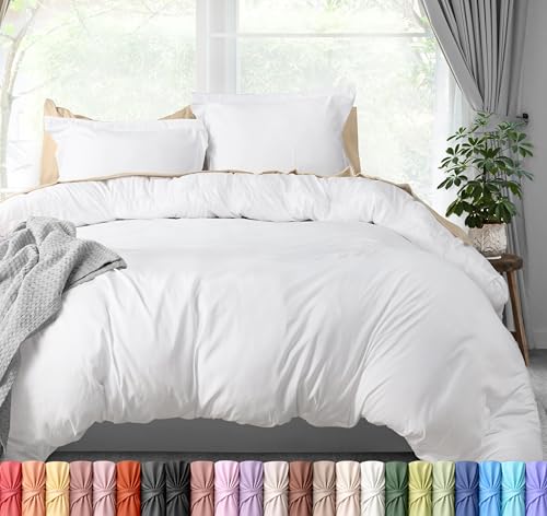 Utopia Bedding Duvet Cover Queen Size - 3 Piece with Zipper Closure - 1 Comforter Cover 90X90 Inches & 2 Pillow Shams 20X26 Inches (White) Comforter Not Included