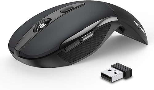 TECKNET Mouse inalámbrico plegable de 24 G con receptor nano USB mouse inalámbrico para laptop laptop PC computadora batería de 18 meses 3 niveles