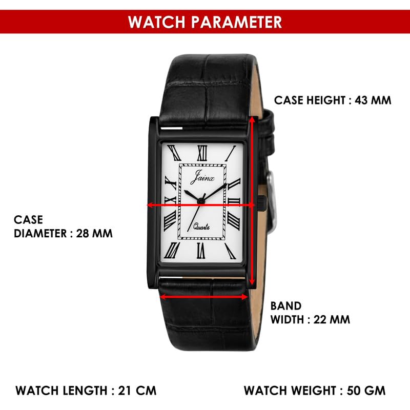 Image of jainx Executive Rectangular Shape Black Leather Strap Analog Wrist Watch for Men