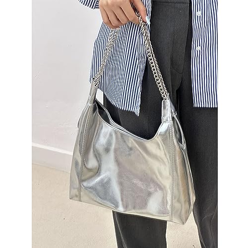 Bolso Tote Plateado de Cuero Sintético para Mujer miniatura 6