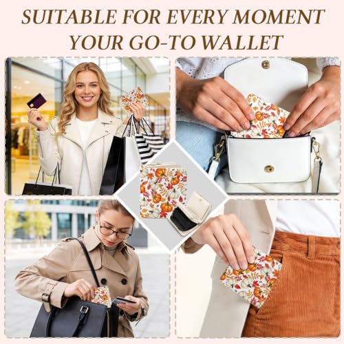 Image of Fall Wallet for Women, Pumpkin Maple Leaf PU Leather Accordion Wallet