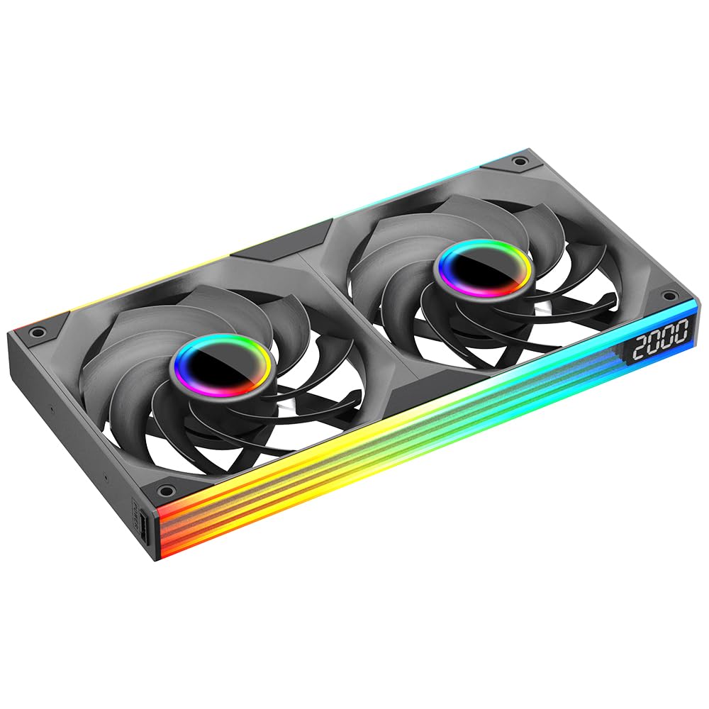 TZMRIT ST-ALL-IN-ONE ARGB Lüfter,Einzelrahmen Lüftereinheit mit Drehzahlanzeige (2, BK RF, Infinite Mirror)