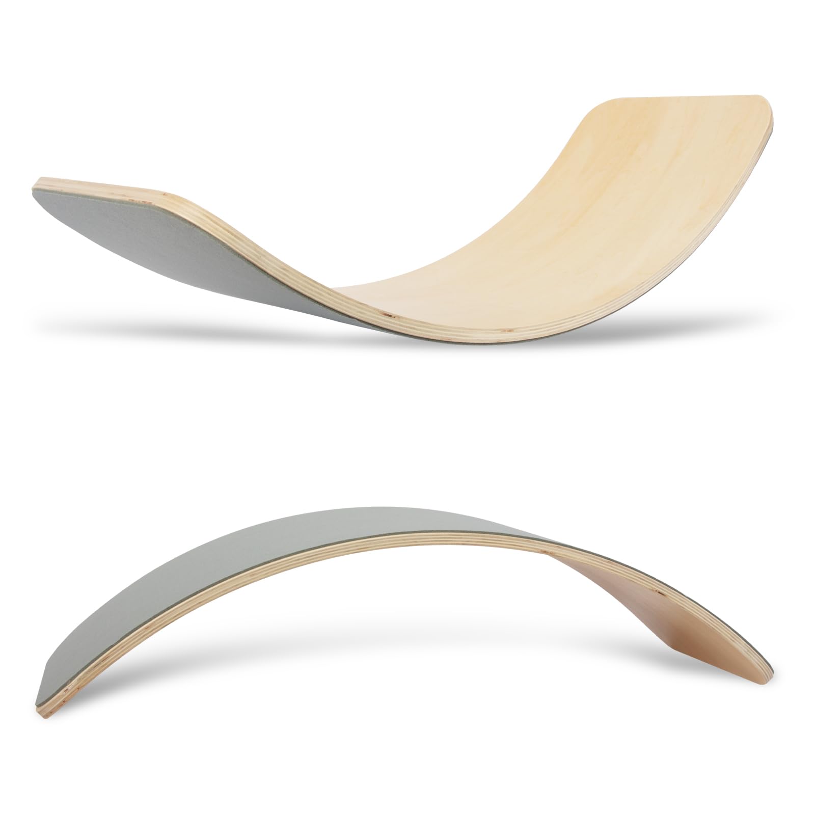 Wooden Wobble Balance Board, 33 Inch Rocker Board Natural Wood, Kids Toddler Open Ended Learning Toy, Yoga Curvy Board for Office & Classroom Adult