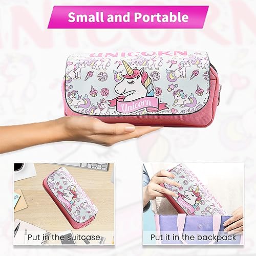 Image of Fancyku Unicorn Pencil Case - Unicorn Stationery Organizer with Large Capacity, Dual Layer Design and Fun Cartoon Print - Gift for Kids, and Students - Ideal for School, Office, or Travel