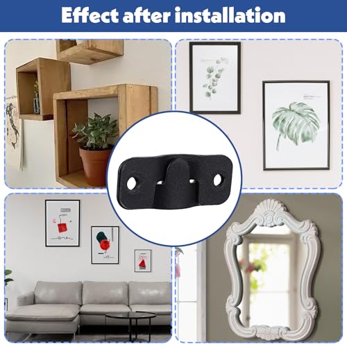 Image of Yuanchu Interlocking Flush Mount Bracket, 5 Pairs Picture Hanging Hooks with Screws Stainless Steel Heavy Duty Photo Frame Hook Furniture Connector Wall Mount Hardware(1.7x0.7in,1.7x0.7in)