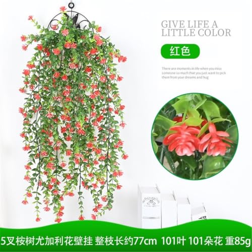 Eucalipto artificial de 5 ramas colgante: decora sin regar con esta vid naranja de pared 5