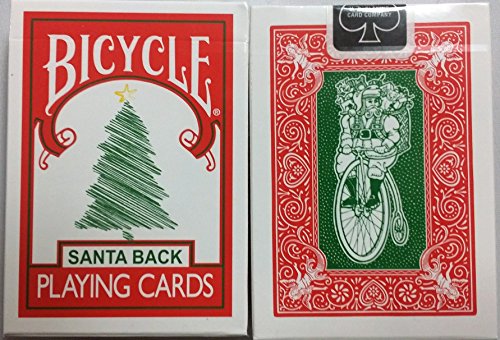 Bicycle 225 Red Deck Green Santa Maiden Back Playing Cards