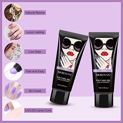 Morovan Poly Gel Extension Nail Set - 6 Colors Poly Nails Builder Gel For Beginner Professional Poly Nail Gel Starter Set Black Blue Poly Gel Colors Packs Diy Salon At Home Nail Extension Gel #TOP3