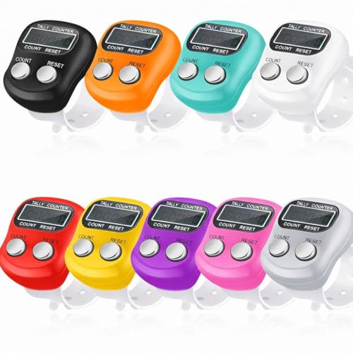 Image of 9 Pcs Digital Finger Counter | Electronic Hand Tally Counter with LCD Display, Reset Button & Adjustable Strap | Japa Counter for Chanting, Meditation, Prayer Counting, Sports Score, Golf & Knitting