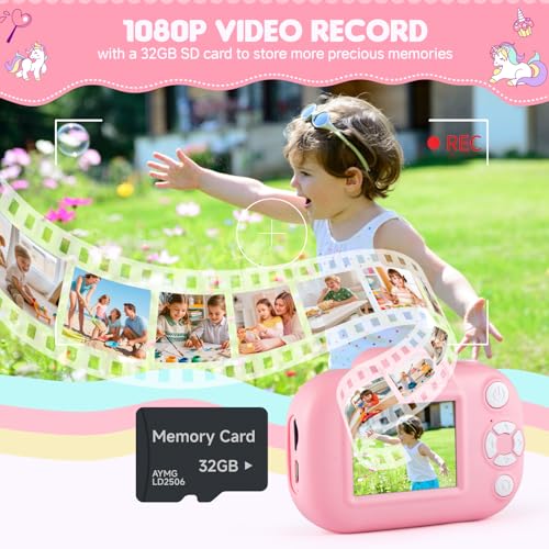 Kids Camera for 3-5 Years Old Girls Gift, 48MP Kids Digital Camera with 32GB SD Card, 16X Digital Zoom, Toddler Camera Toys Christmas Birthday Gifts for Boys Girls - image 4