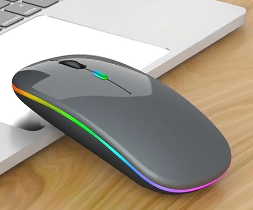 Miniatura 8 de Ratón delgado inalámbrico, recargable 2.4G, clic silencioso, RGB, 1600 DPI, batería de 500 mAh, compatible con Windows/Mac