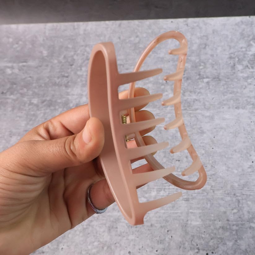 Image of Matte Plastic Hair Clamp Grip for Women and Womens, Strong Hold Hair Barrette Claw Clip for Daily Hair Styling, Assorted Colors, Pack of 12 Pieces