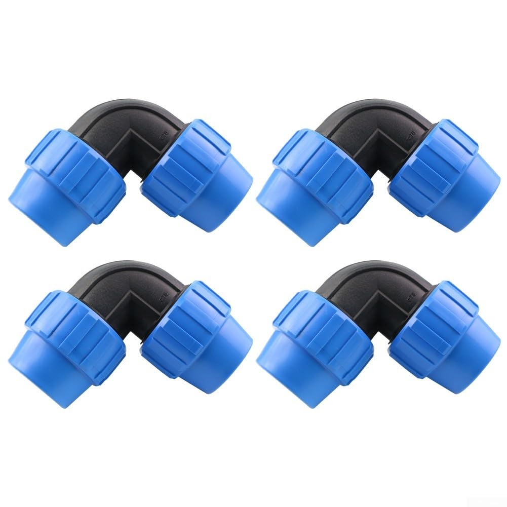 ZYWUOY 4 Pcs Irrigation Connectors, PE Pipe Quick-connect Elbow Union Type Quick-connect Fittings, Improve Water Distribution Efficiency(25mm)