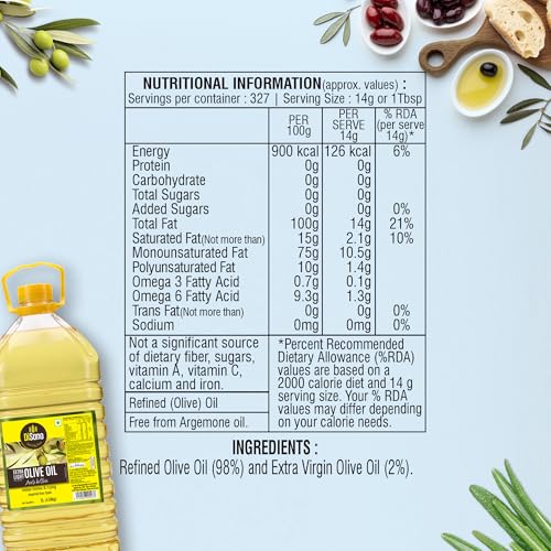 Image of DiSano Extra Light Olive Oil 5L, Ideal for Indian Cooking (Pack of 3)