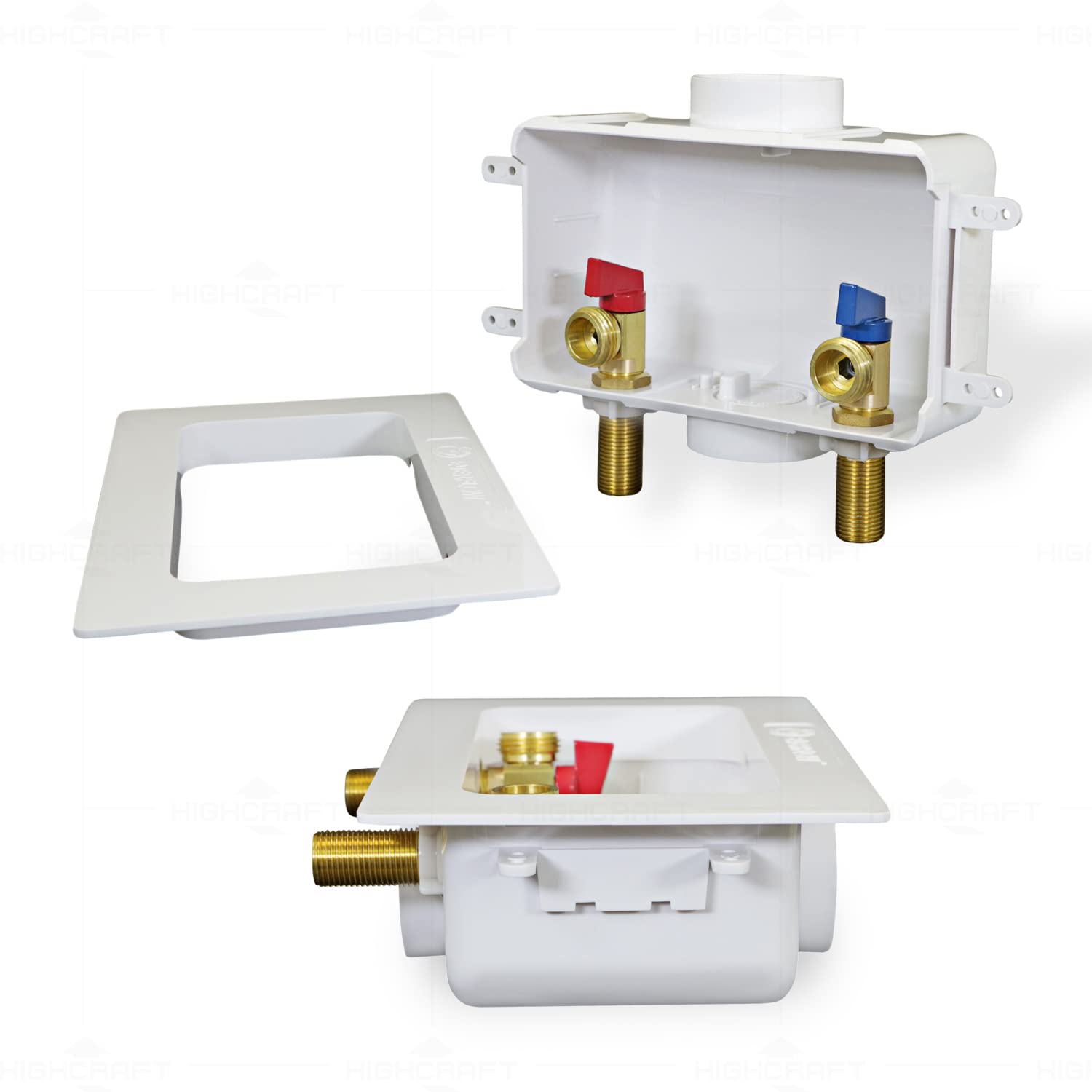 Highcraft TC300-U Lavadora Outlet Box con Válvulas 1/2'' MIP/SWT Blanco ABS