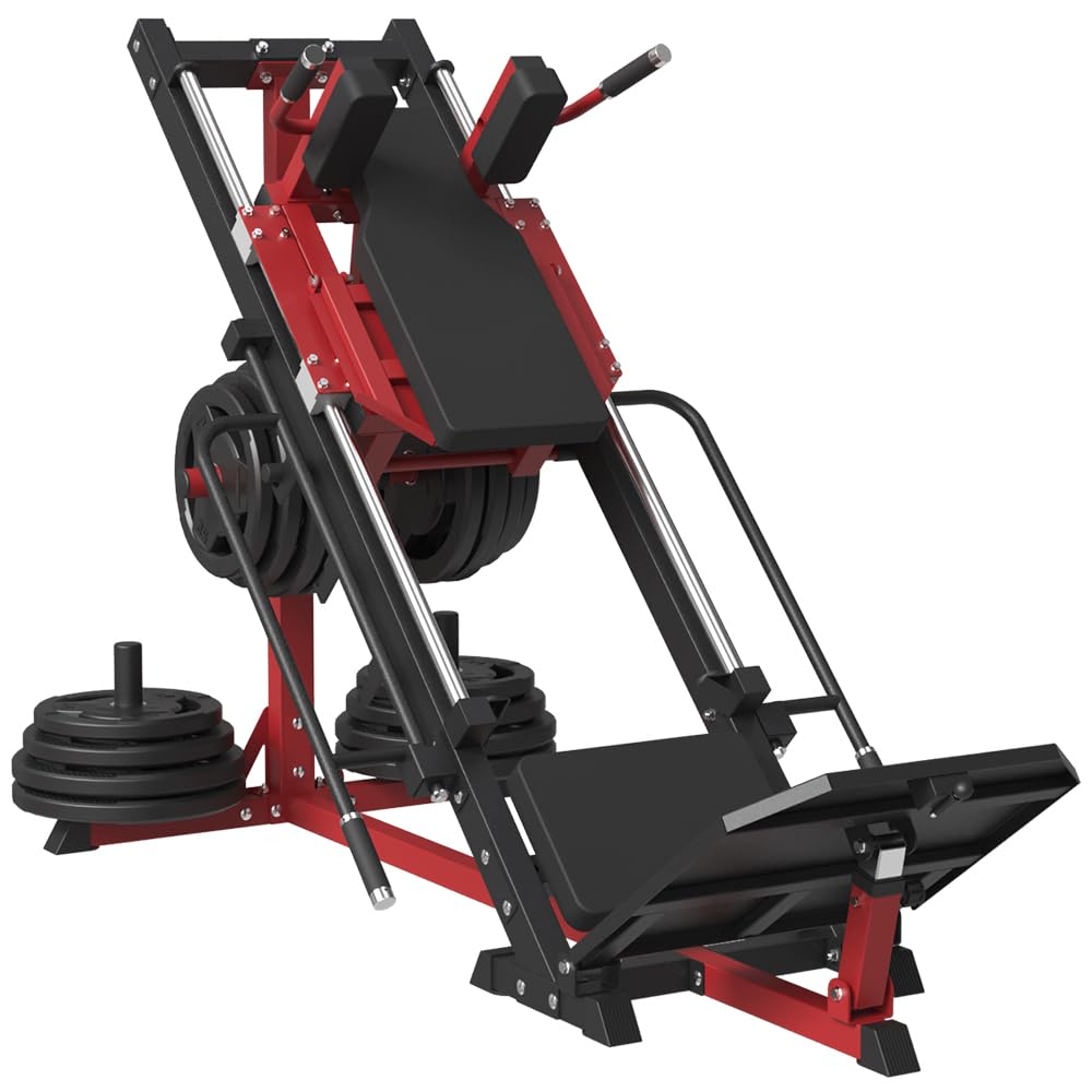 Leg Press Hack Squat Machine Combo, Leg Exercise Machine with Linear Bearing, 45-Degree Lower Body Special with Weight Storage for Quads, Hamstring, Glutes, Calves, Home Gym Leg Day Equipment