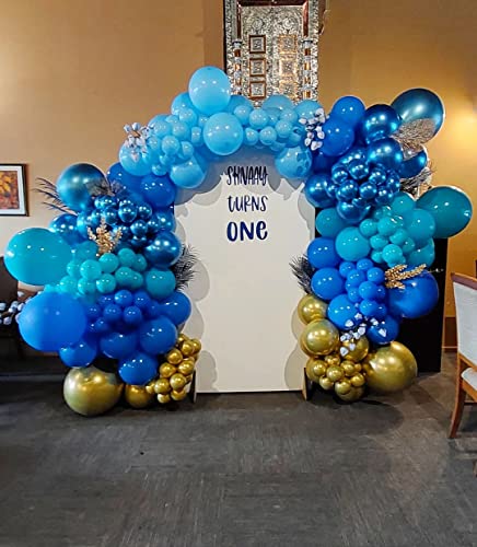 Bezente Blue Metallic Chrome Latex Balloons, 100 Pack 12 inch Round Helium Blue Balloons for Birthday Baby Shower Wedding Graduation Party Decorations - 3