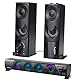 Audiocore AC955 2 in 1 2.0 PC-Lautsprecher mit Soundbar Funktion RGB-Hintergrundbeleuchtung Stereo-Lautsprecher 2x3W RMS AUX 3,5 mm USB-Stromversorgung