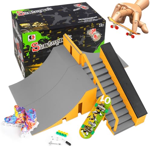 Aolieh Finger Skateboard y Rampa Accesorios Set Tabla de Dedos Skate Park Juguete DIY Finger Skate Board Ultimate Sport Entrenamiento Accesorios Juguete para Niños