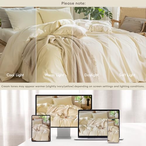 Image of MooMee Duvet Cover Set 100% Washed Cotton Linen Like Super King Plus | Relaxed Linen-like Texture. Soft, Breathable & Long-lasting Comfort. Lightweight. Hidden Zipper with 8 Interior Corner Ties