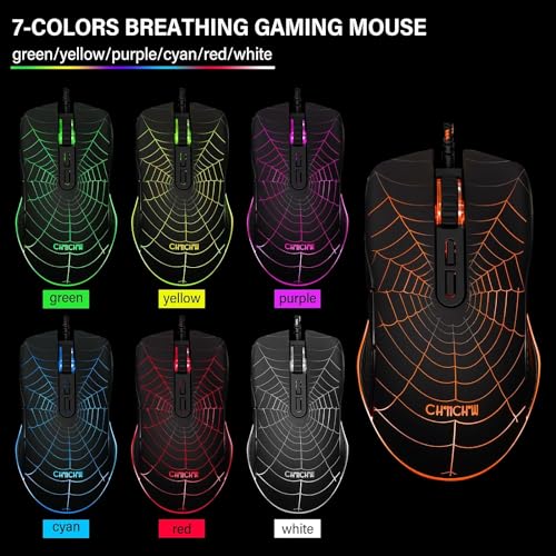 Gaming Keyboard Mouse Mousepad and Headset with mic Combo All in One USB Wired RGB Backlit Rainbow Side Button Gamer Bundle Set Compatible with PC Windows Xbox one PS4 PS5(Black)