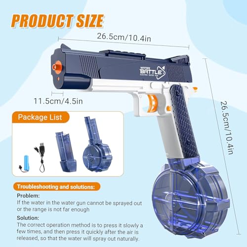 Image of Storio Rechargeable Electric Battery Operated Holi Pichkari Water Gun Toy for Kids | Desert Burst with Drum & Cartridge| Upto 30Ft Shooting Range| High Pressure Mechanism,Water Gun Toy for Holi