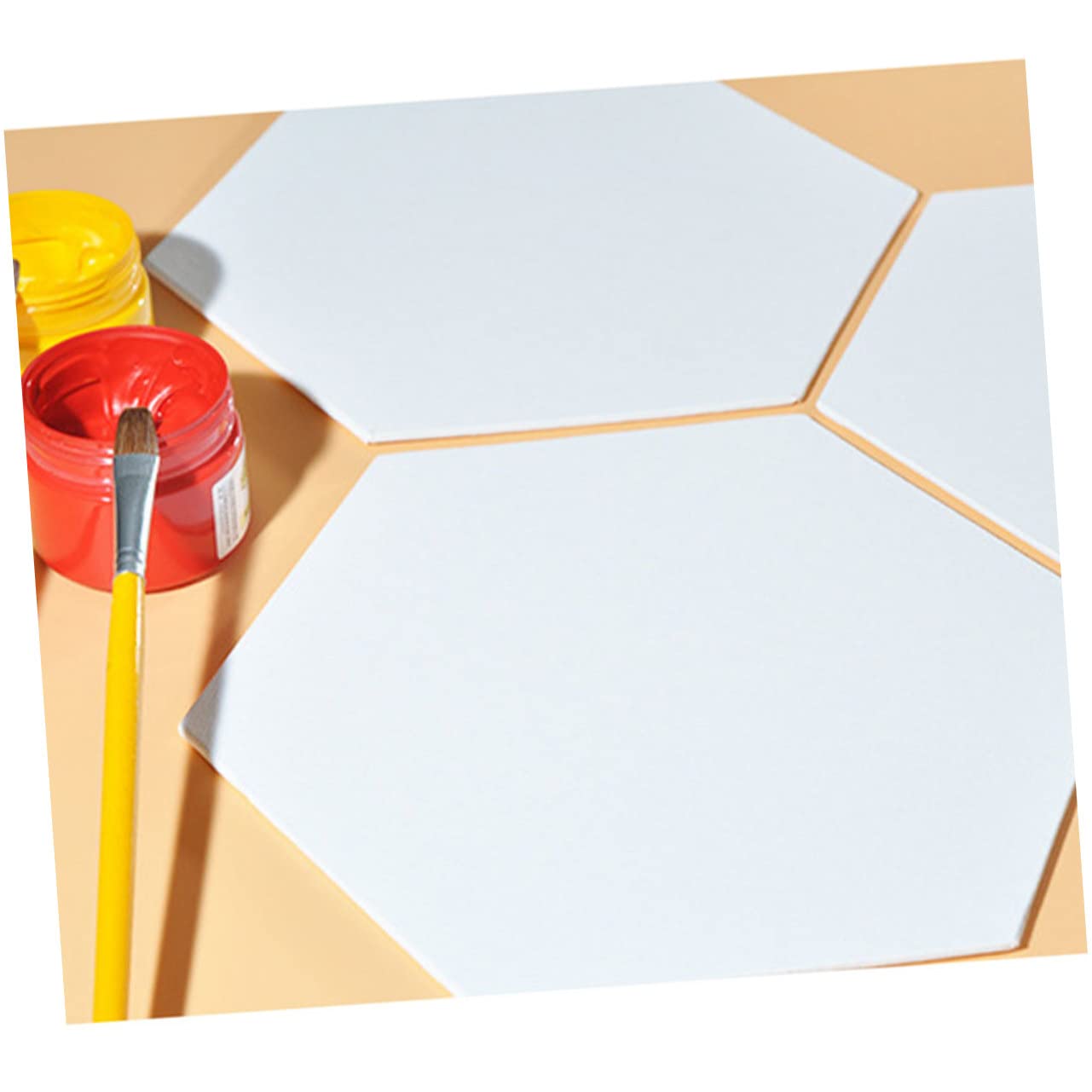 Lot de 3 Toiles D'artiste Hexagonales en Coton Blanc 12,5 Cm pour Peinture à L'huile et Acrylique, Panneaux à Monter Soi-même pour Artistes Amateurs et Étudiants, Usage Intérieur