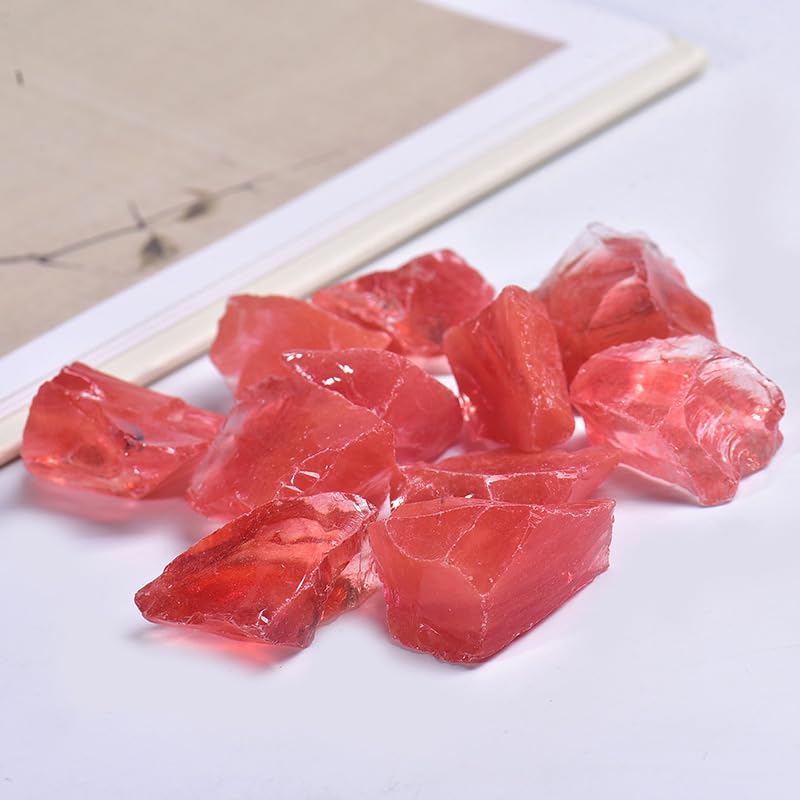 Rubino Grezzo. Cristallo curativo Certificato, Pietra preziosa Naturale di Rubino Rosso, Quarzo Rosso Fuso, Ghiaia Grezza, Ornamenti Artigianali, Decorazioni da Giardino.