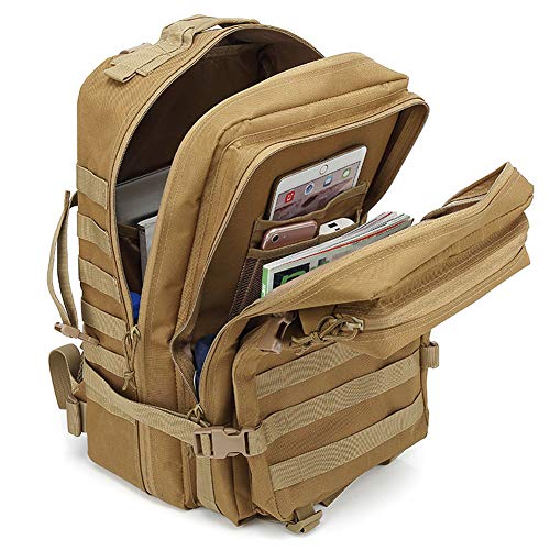 ANTARCTICA Tactical Backpack Large 45L Molle Bag Backpacks Rucksacks for Hiking Outdoor Camping Trekking Hunting Without American Cloth Sticker (Coyote Brown)