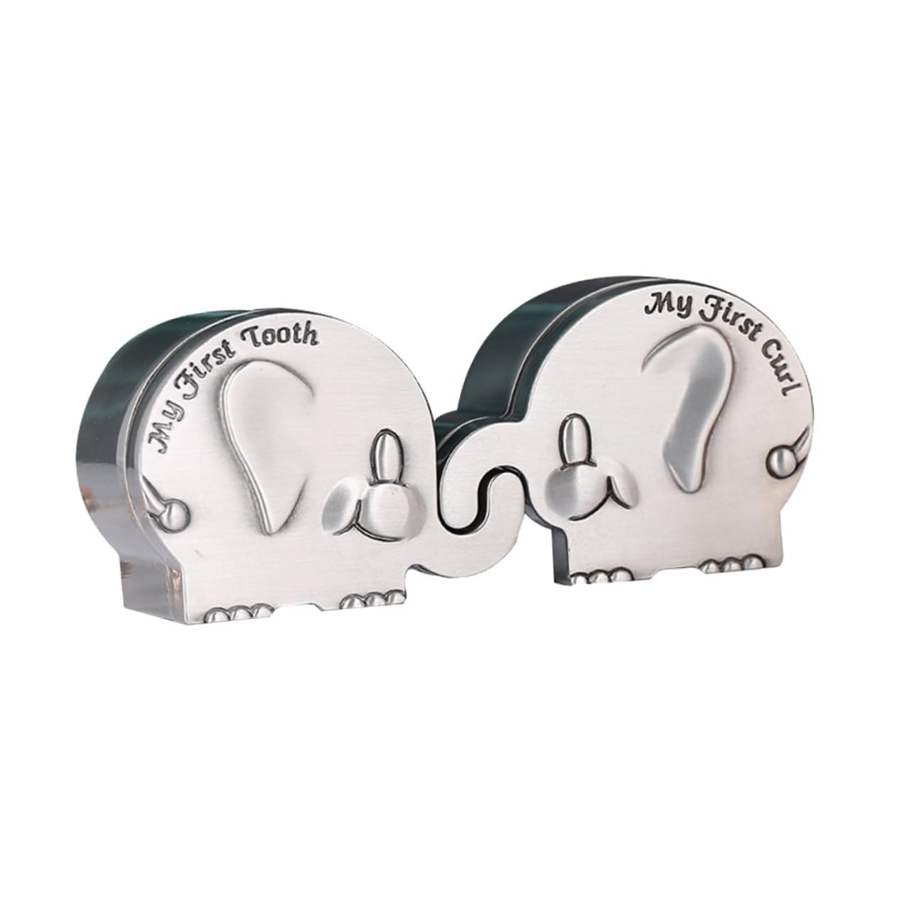 KOMBIUDA 1 Pair Elephant Shape Keepsake Box for Teeth and Curls Organizer for First Tooth and Hair Storage present for Newborn Memories